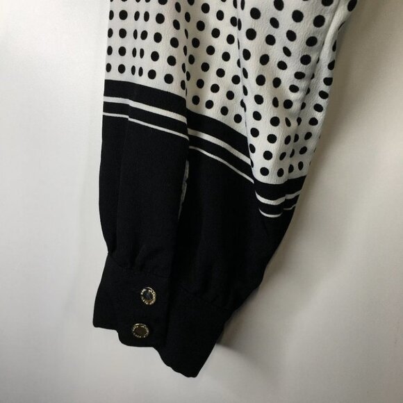 Karl Lagerfeld Polka Dot Blouse Neck Tie Top Size S - Picture 11 of 14